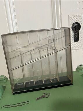 Acrylic Coin / Money Sorter w/ Eagle Lock Co. key Steampunk Vintage